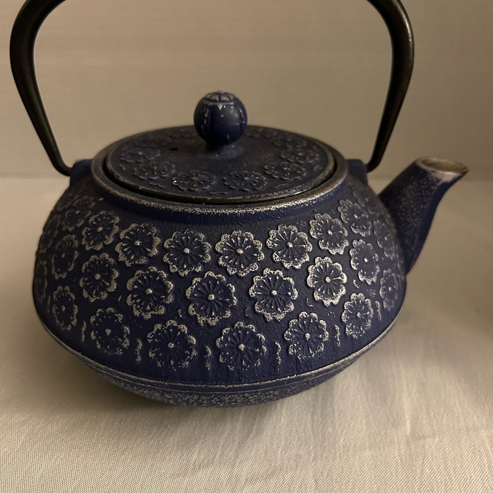 Blue Cast Iron Teapot